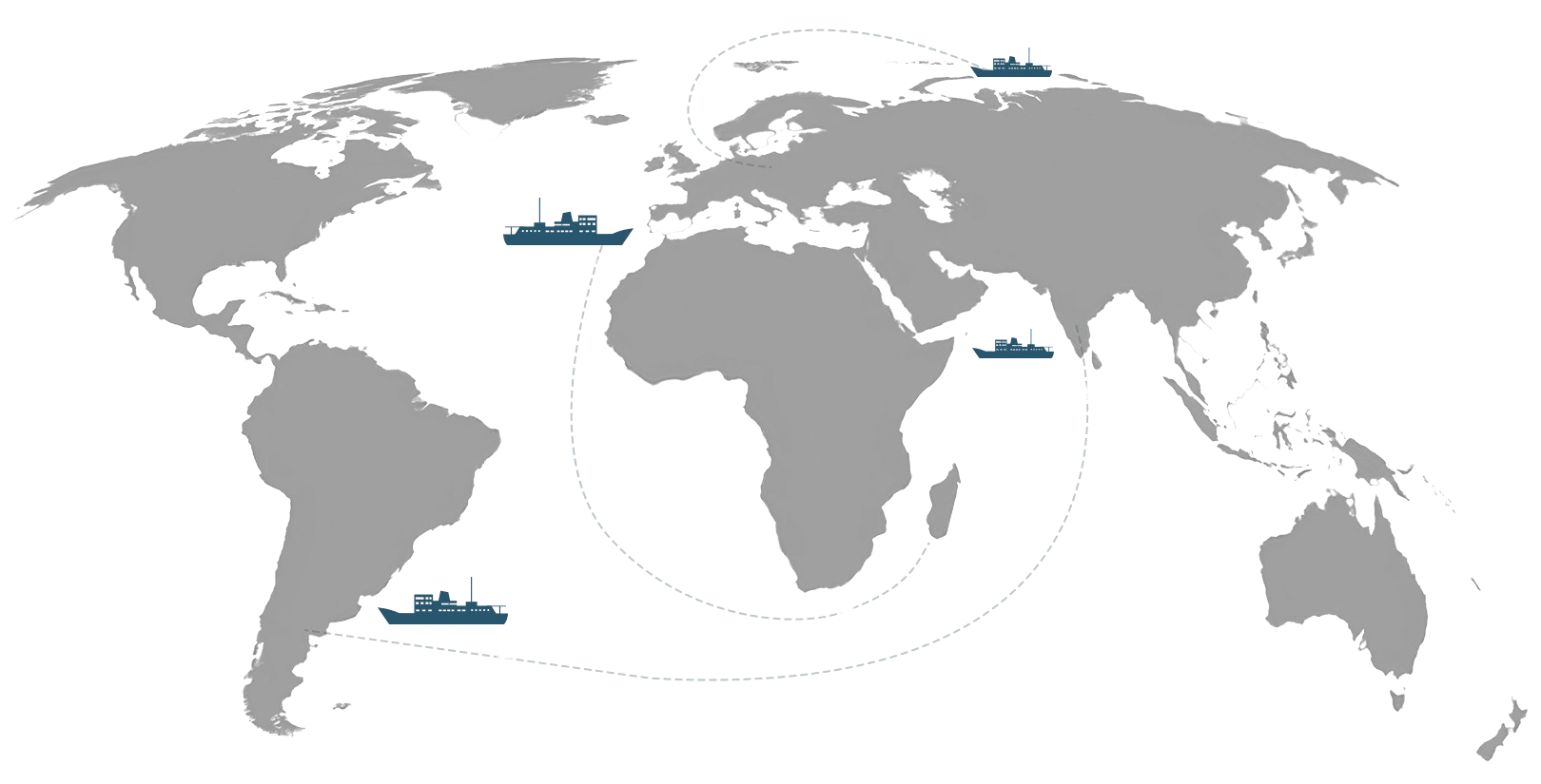 World map showing international trade routes